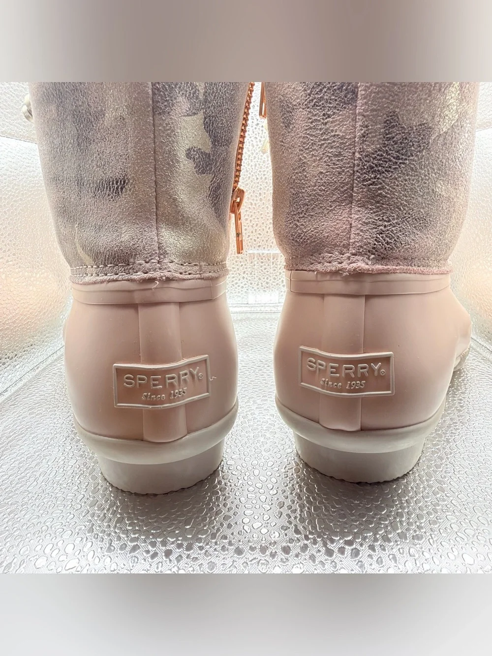 Sperry Blush Lace-Up Duck Boots